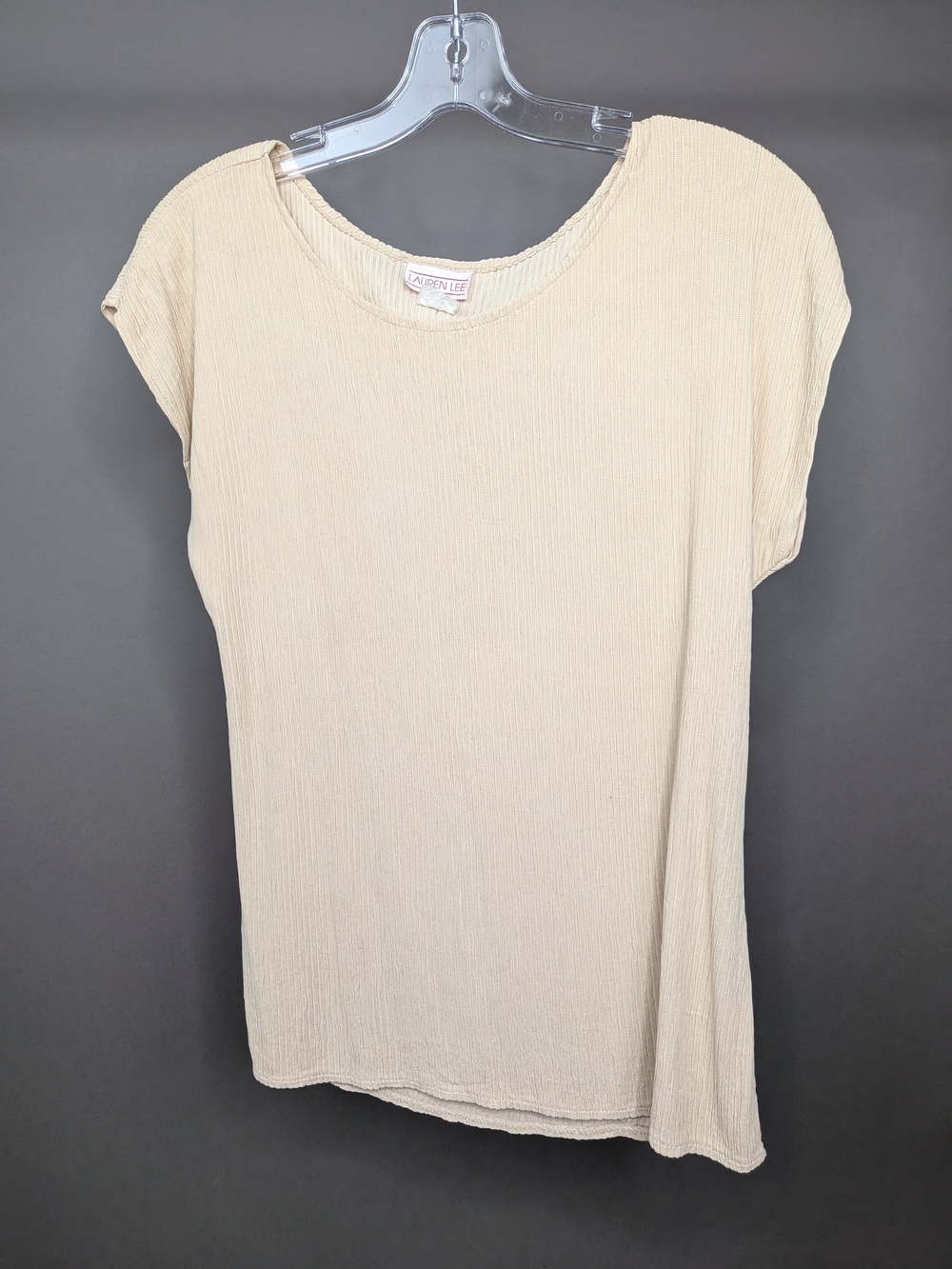 Lauren Lee Cream Textured Short Sleeve Top